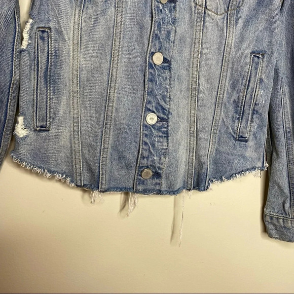 BlankNYC Light Wash Traffic Jam Cropped Denim Jean Trucket Jacket Size XS - Picture 8 of 11